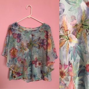 Alfred Dunner 18P Flowy Beautiful Floral Top Summer Garden Blouse